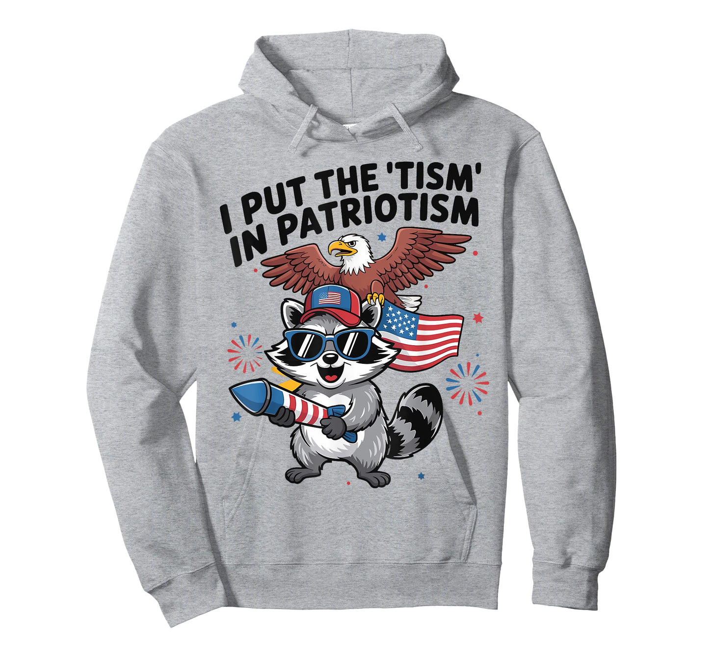Funny Raccoon Retro I Put The Tism in Patriotism USA T-Shirt