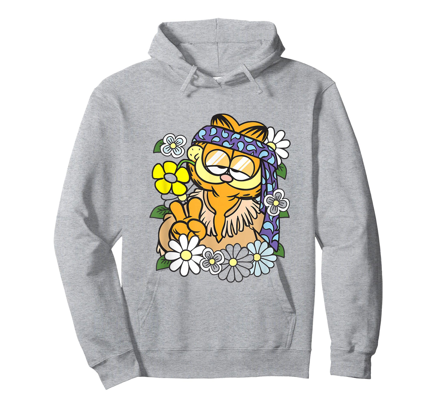 Garfield Hippie with Flowers Retro Cat Cartoon T-Shirt