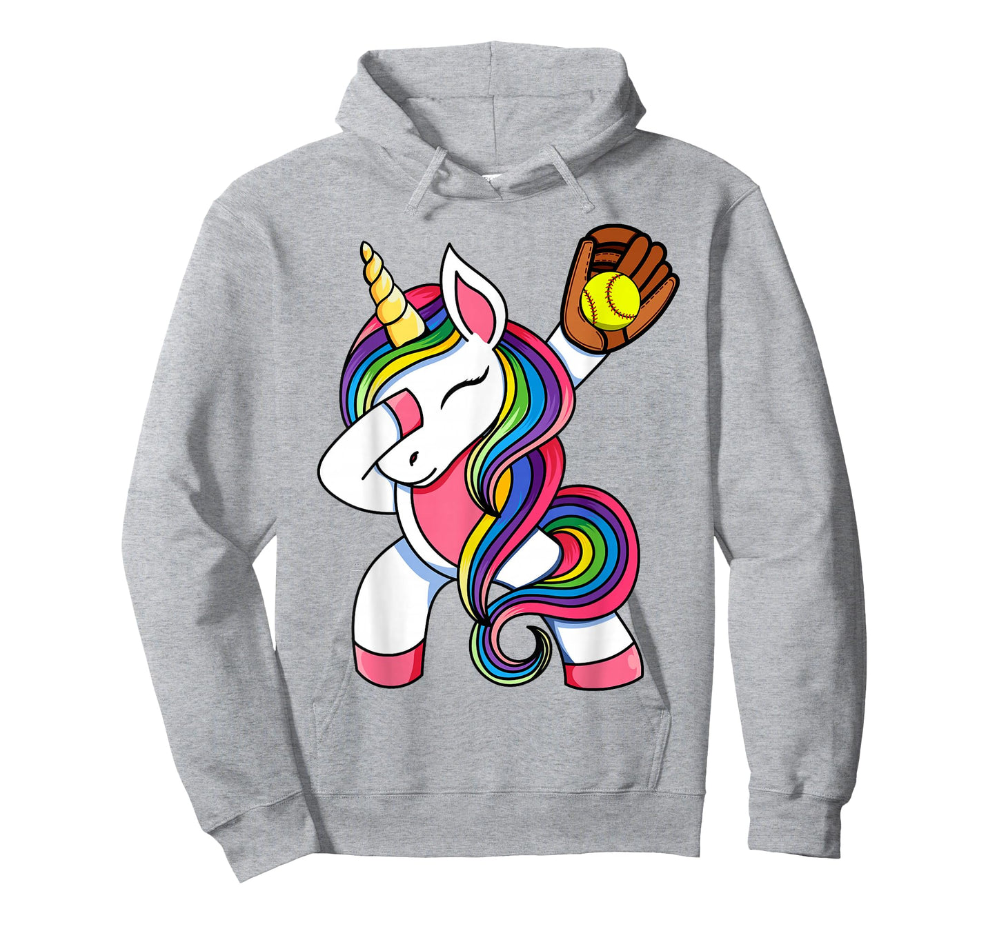 Girls Funny Dabbing Softball Unicorn Apparel, Youth Dab T-Shirt