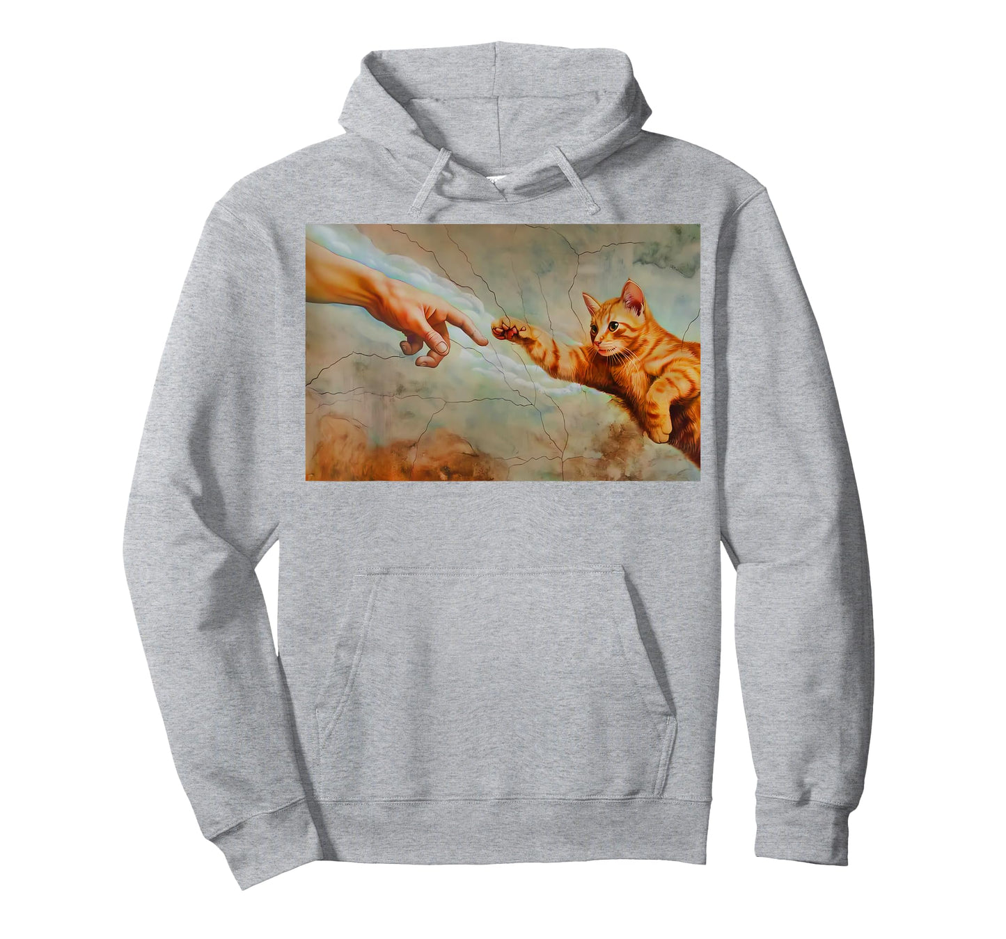 Funny Cat God Creation of Adam Meme Jesus Michelangelo Art T-Shirt