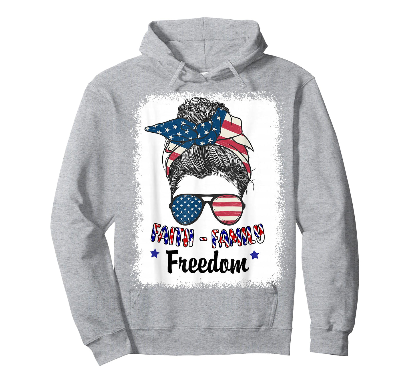 Women Faith Family Freedom Patriotic Christian Mom USA Flag T-Shirt