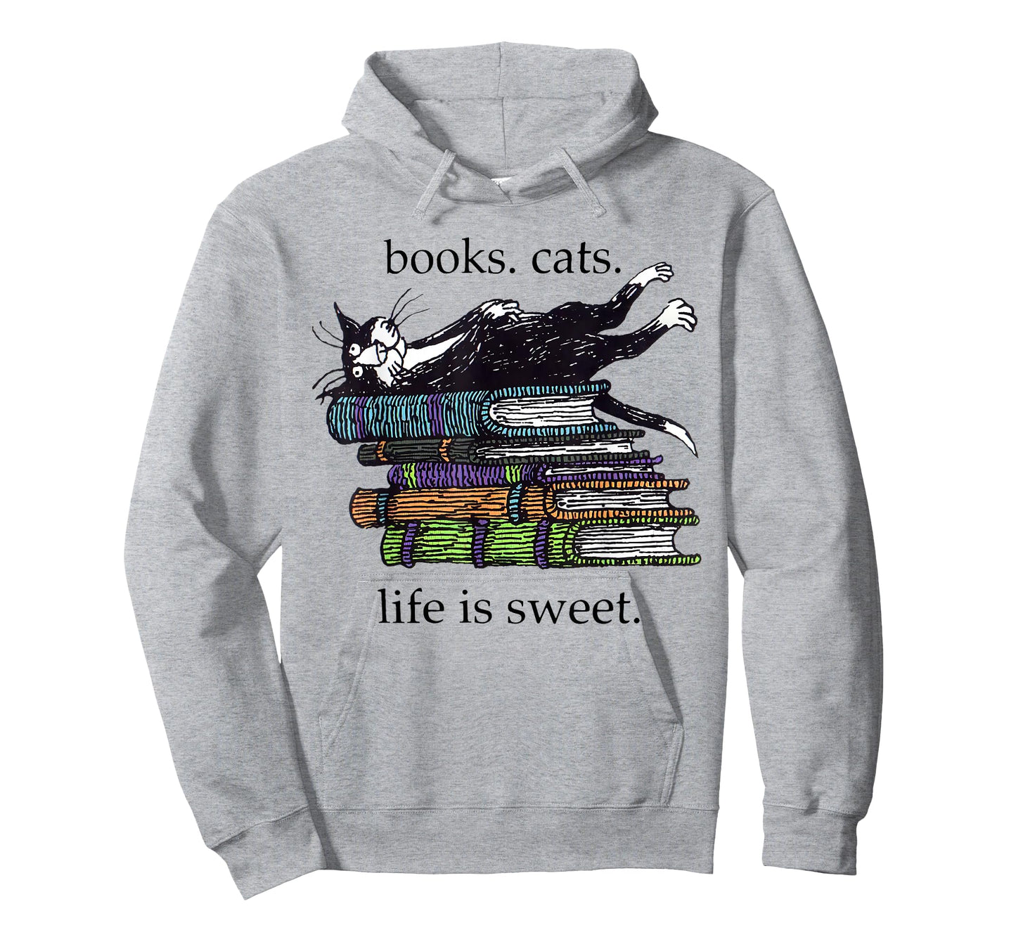 Books Cats Life is Sweet Funny Cats Books Lover Men Women T-Shirt