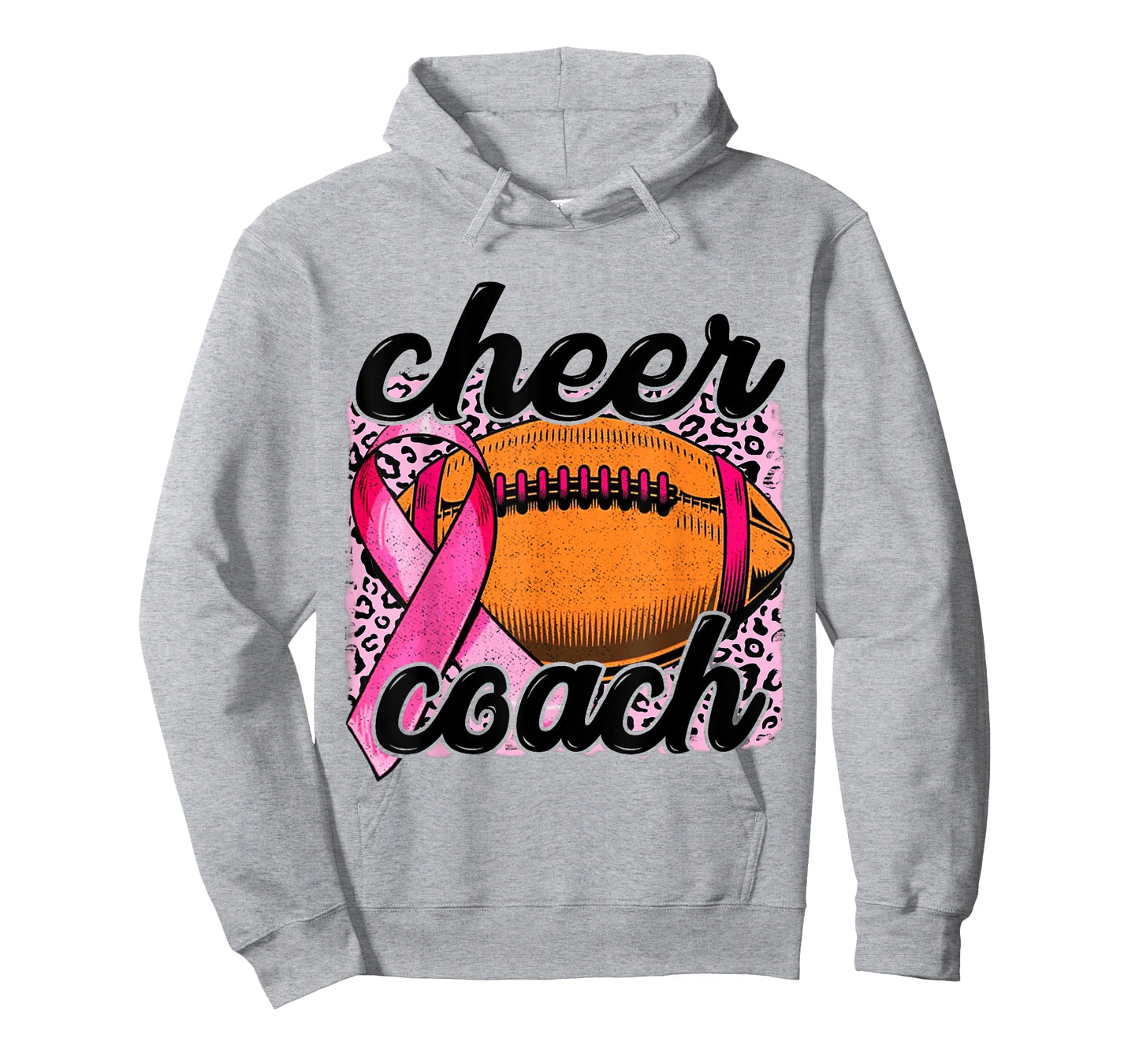 Cheer Coach Breast Cancer Football Pink Ribbon Awareness T-Shirt