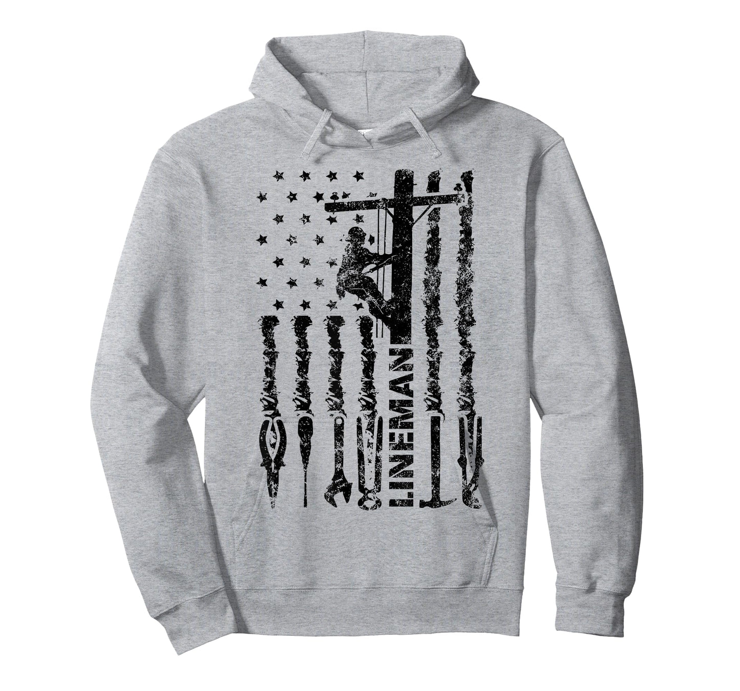 Lineman American flag electrician USA flag funny lineman T-Shirt