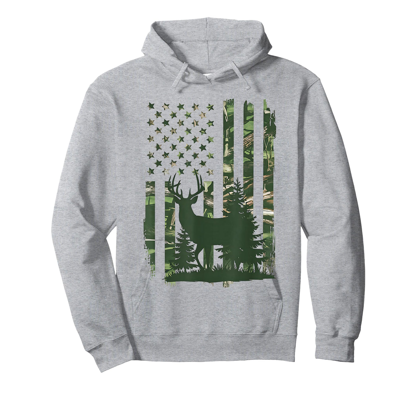 Camo Deer Hunting American Flag Whitetail Hunter USA Graphic T-Shirt