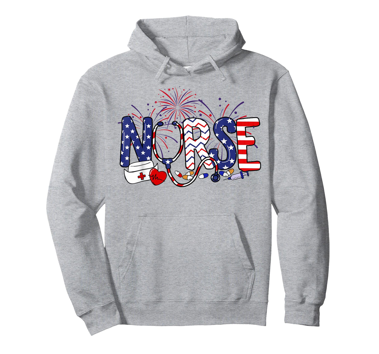 American Nurse 4th of July Nurse Stethoscope Nursing Womens T-Shirt