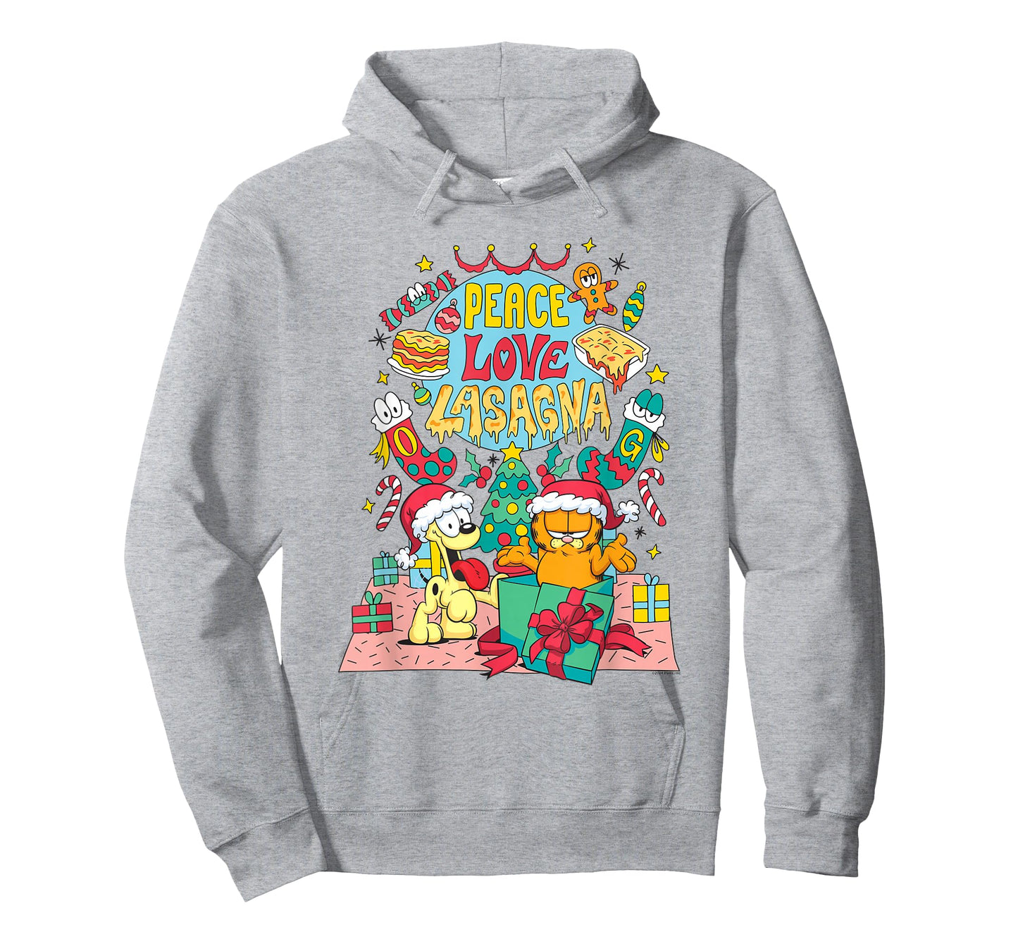 Garfield Peace, Love, Lasagna Funny Christmas Cat Cartoon T-Shirt
