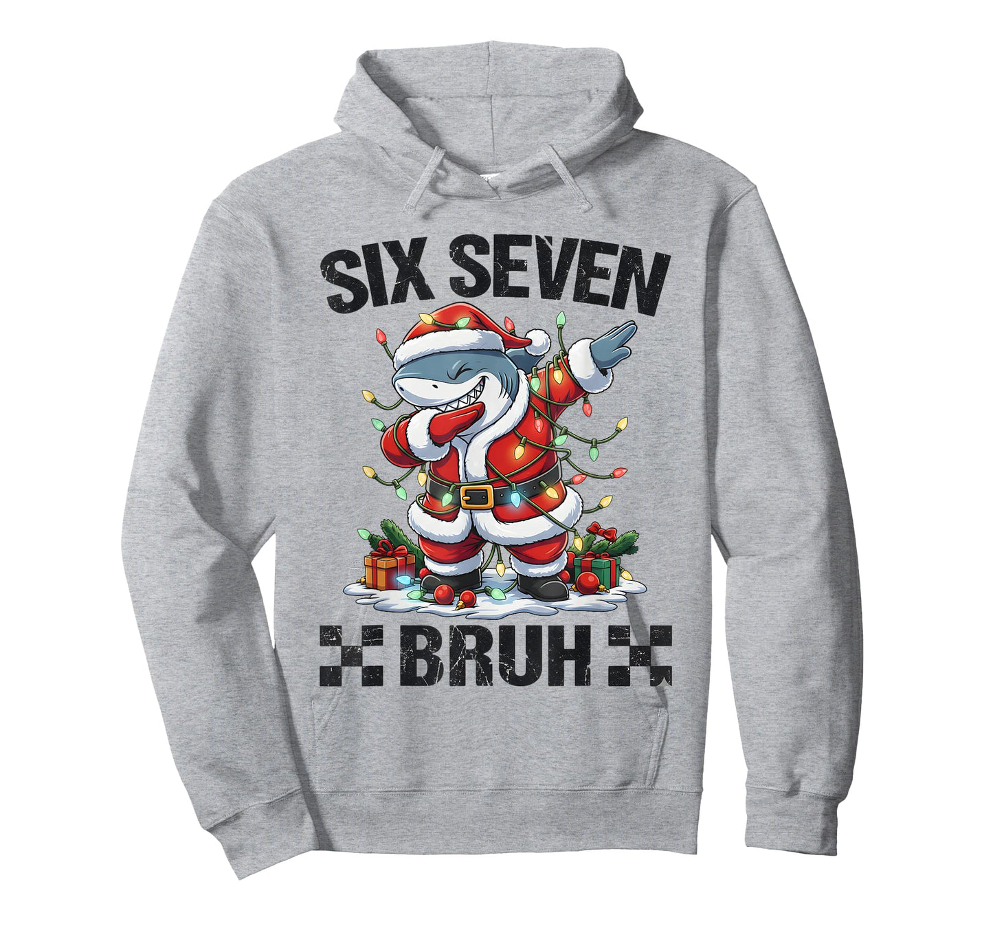 67 Six Seven Bruh Santa Shark 6 7 Meme Christmas Lights T-Shirt