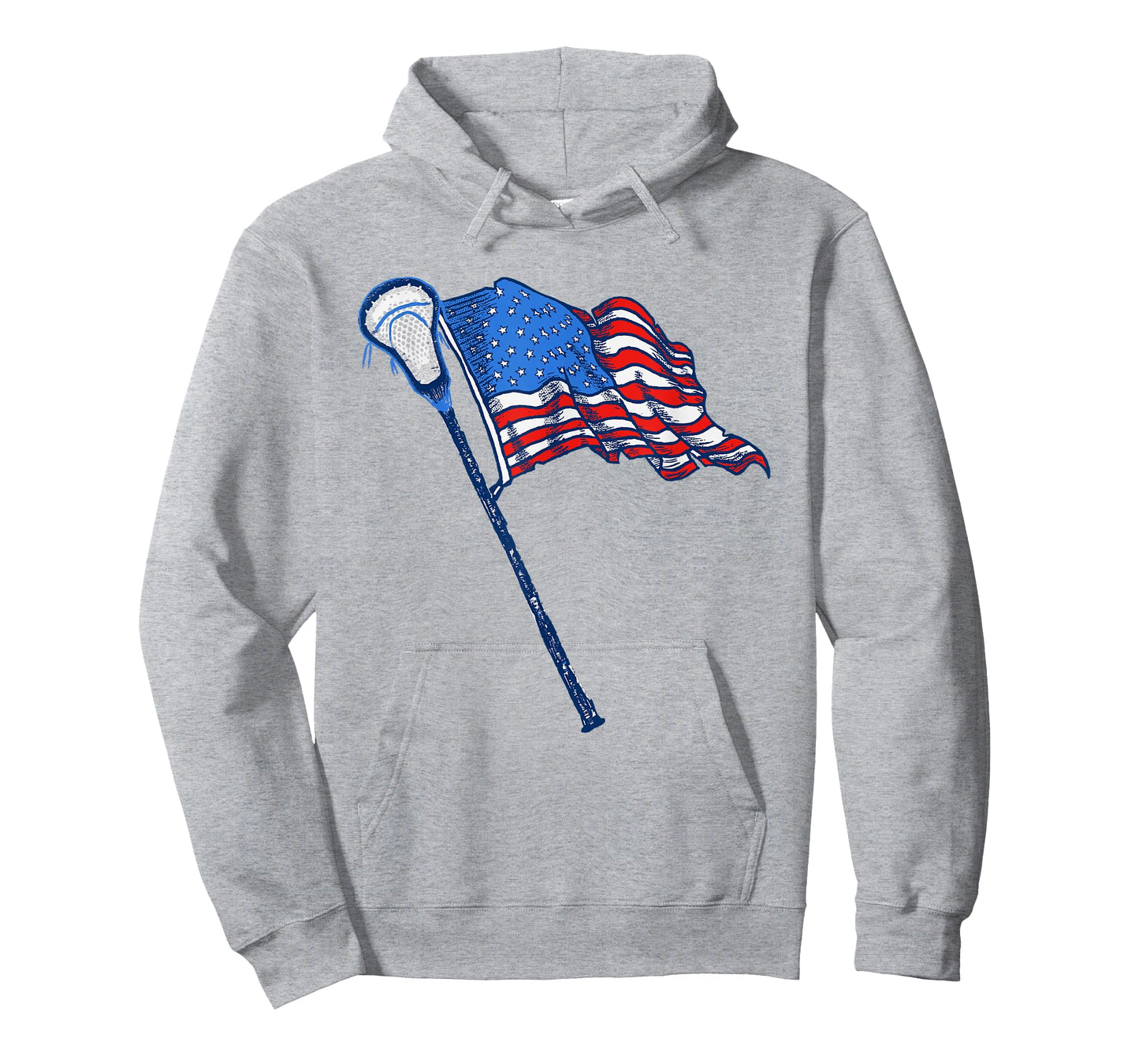 Retro USA American Flag Lacrosse Stick 80's Style T-Shirt