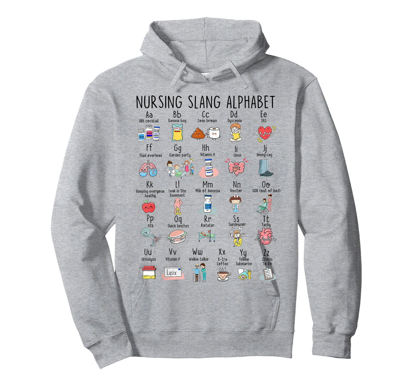 Cute Nursing Slang Alphabet Nurse Life Nursing RN ICU ER T-Shirt
