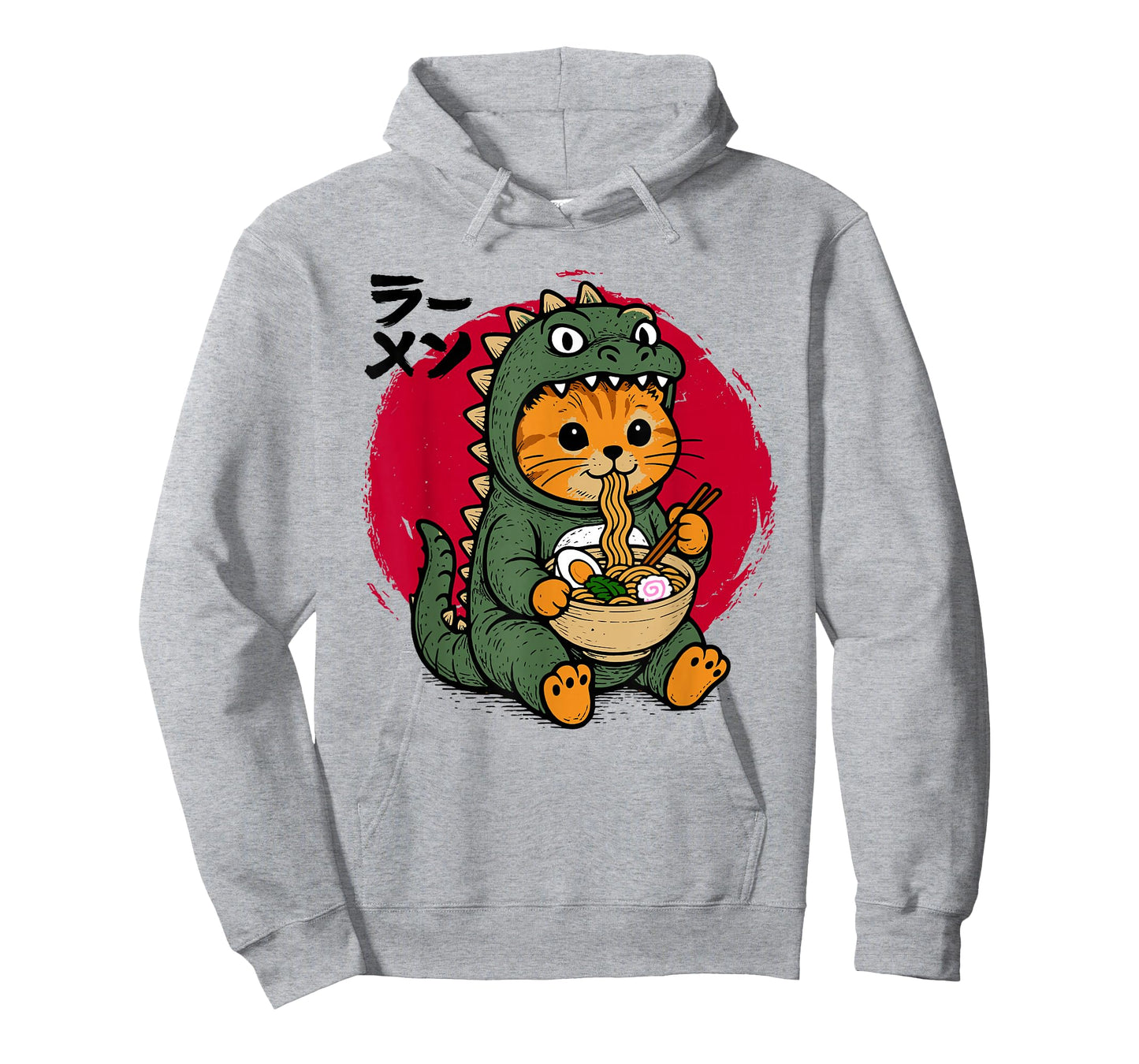 Funny Kaiju Cat Ramen Noodles Kawaii Japanese Anime Graphic T-Shirt