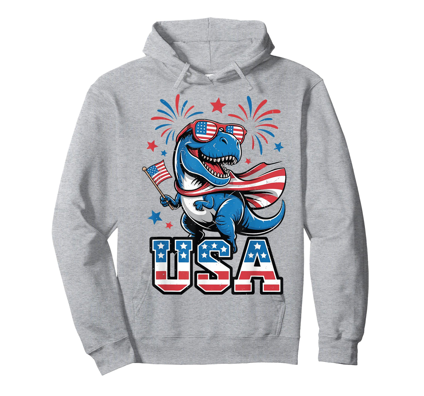 USA 4th July Toddler Boy Dinosaur Dino American Flag Patriot T-Shirt