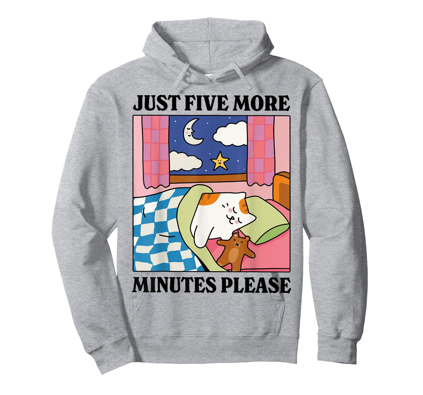 Just Five More Minutes Please Funny Sleeping Lazy Cat Kitten T-Shirt
