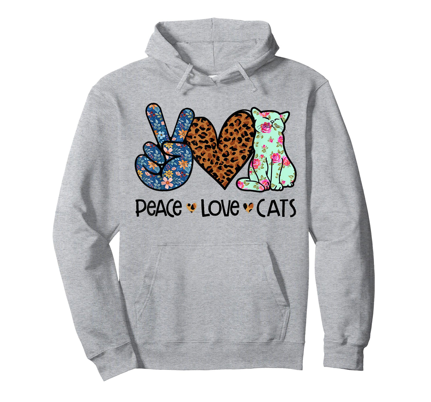 Peace Love Cats Kitty Cat lover T-Shirt for Men Women Girls Kids