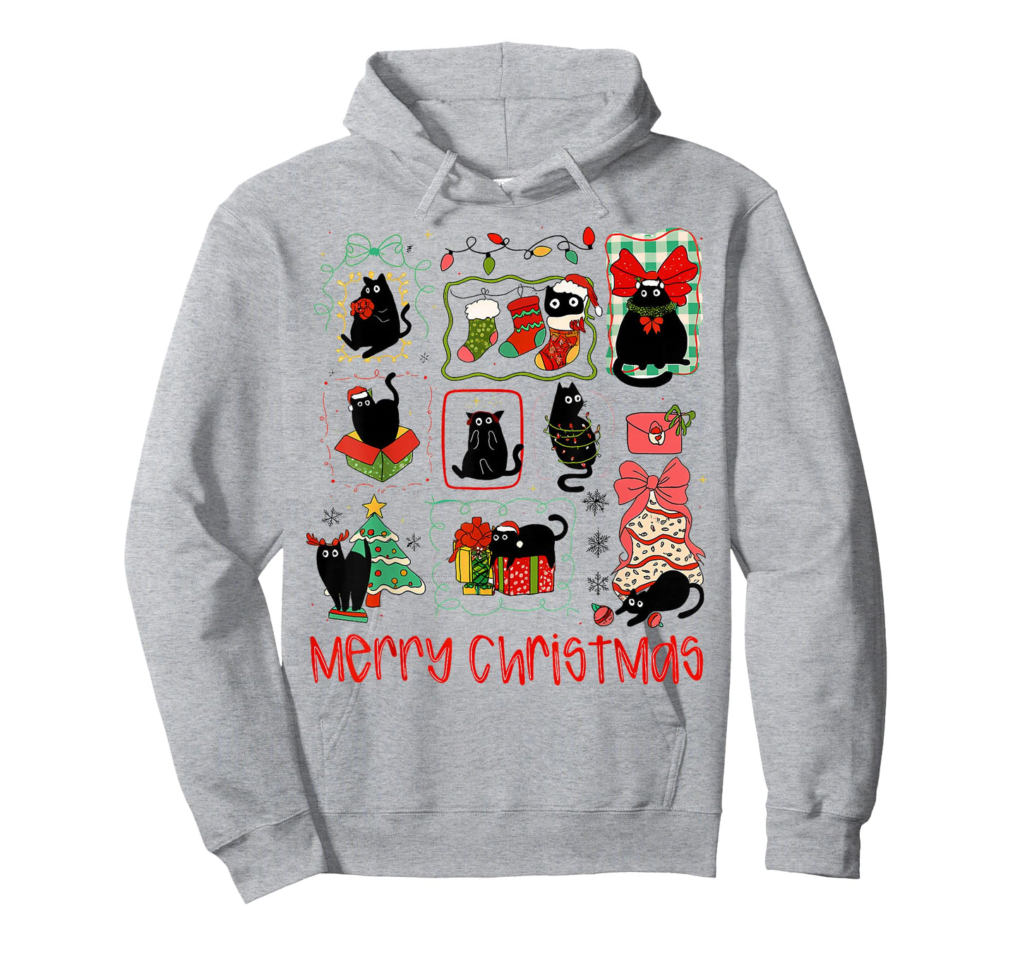 Merry Christmas Black Cat Christmas Lights Funny Holiday T-Shirt