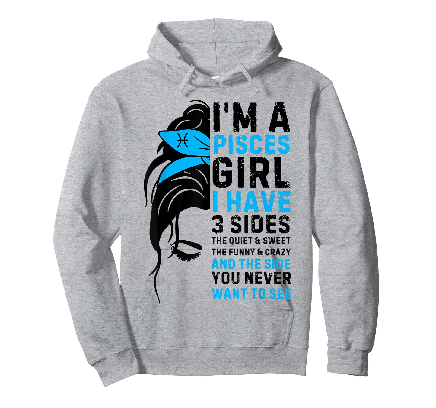 Pisces Girl Birthday Pisces Zodiac Sign Messy Bun Funny T-Shirt