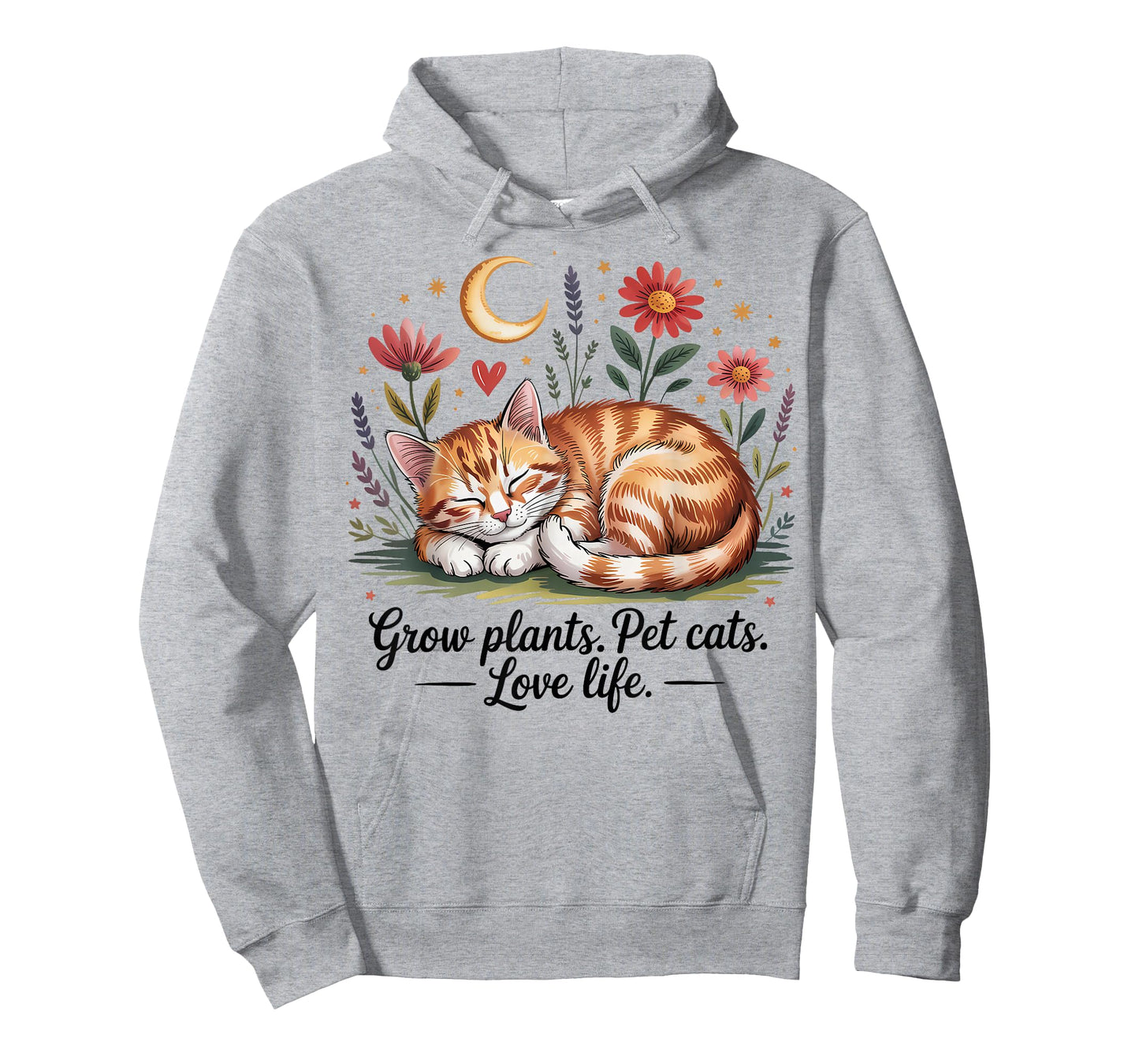 Grow Plants Pet Cats Love Life Cute Gardening Cat Lover T-Shirt
