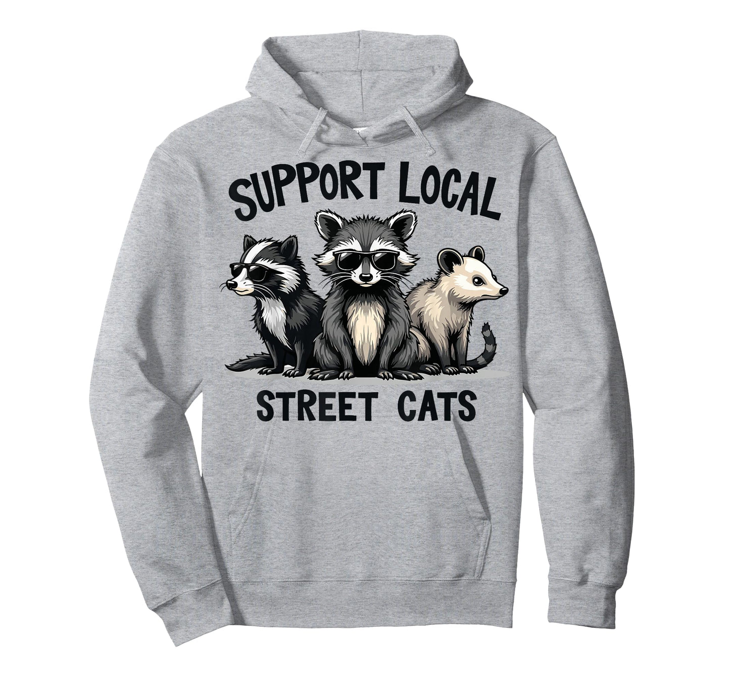Support Local Street Cats Skunk Raccoon Opossum Funny Art T-Shirt