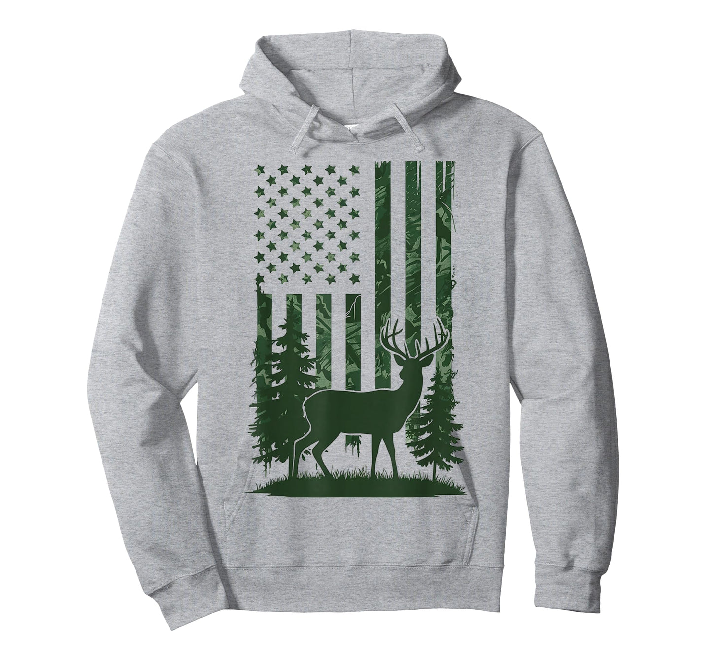 Deer Hunting Camo American Flag Nature Background USA Flag T-Shirt