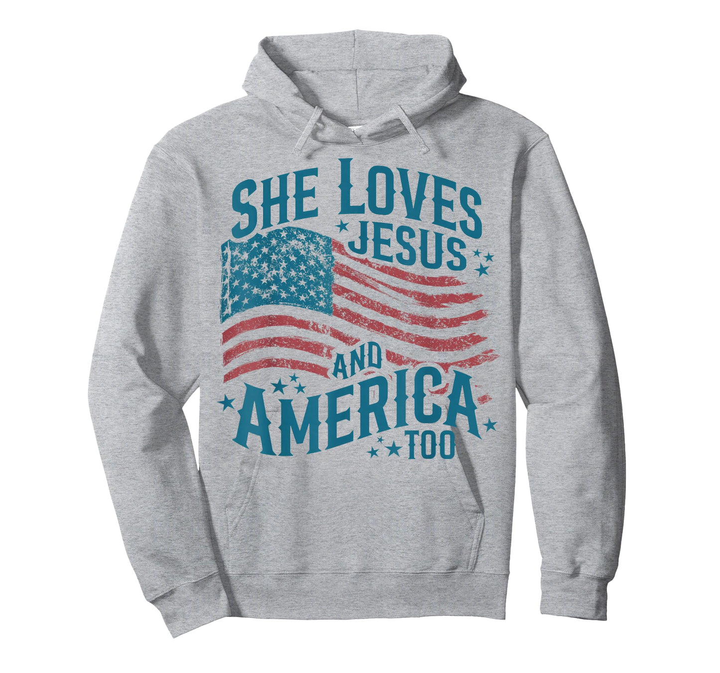 She Loves Jesus and America Too USA Flag 4th of July T-Shirt