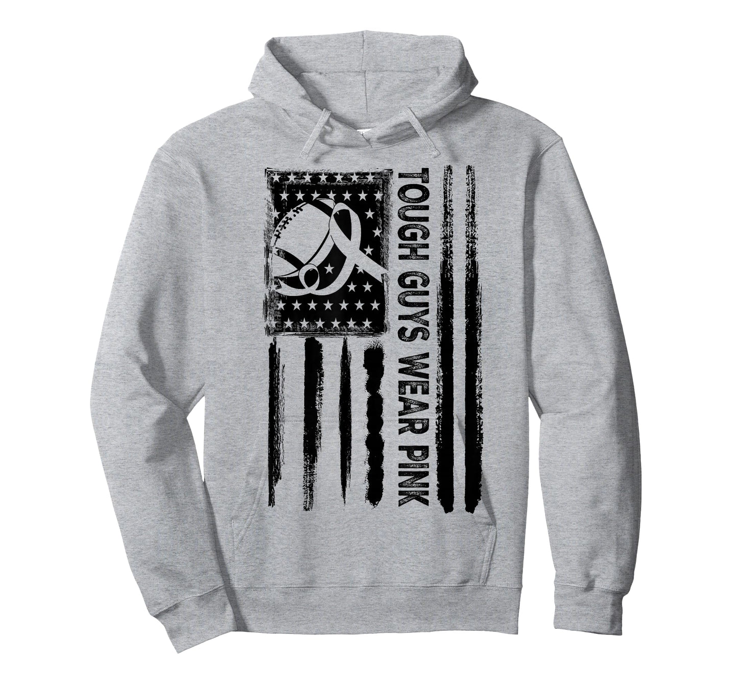 Tough Guys Wear Pink Breast Cancer Football American Flag T-Shirt