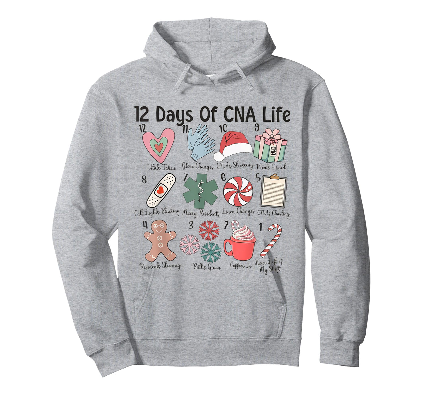 12 Days of CNA Life Certified Nursing Assistant Christmas T-Shirt