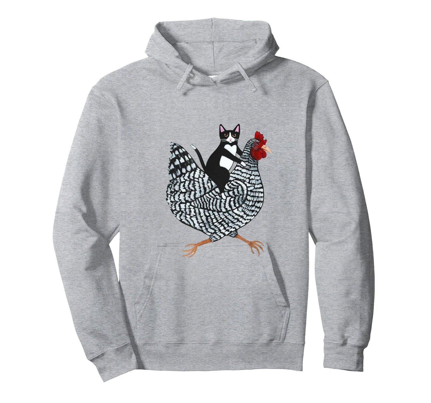 Cat on a Chicken T-Shirt - Unisex-Adults, Black, Medium, Short Sleeve, Animal Print, Classic Fit