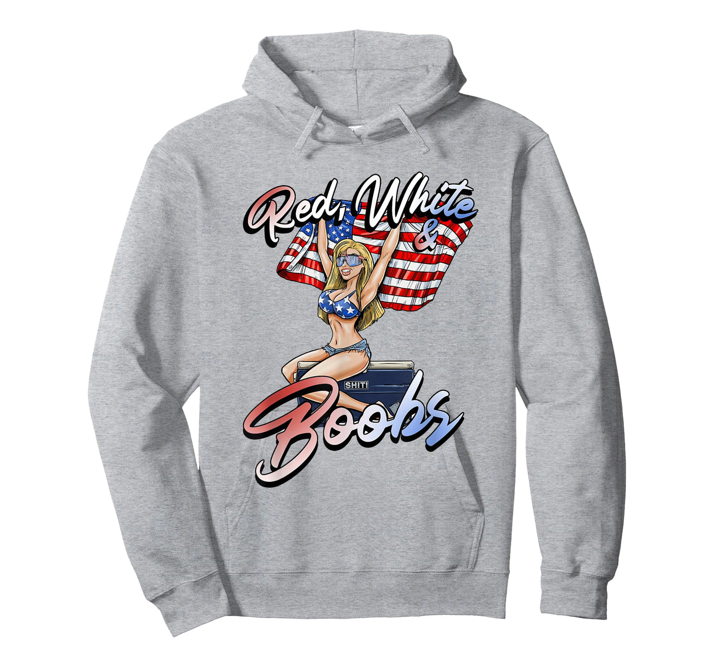 Red White and Boobs Shiti Coolers Happy 4th of July T-Shirt