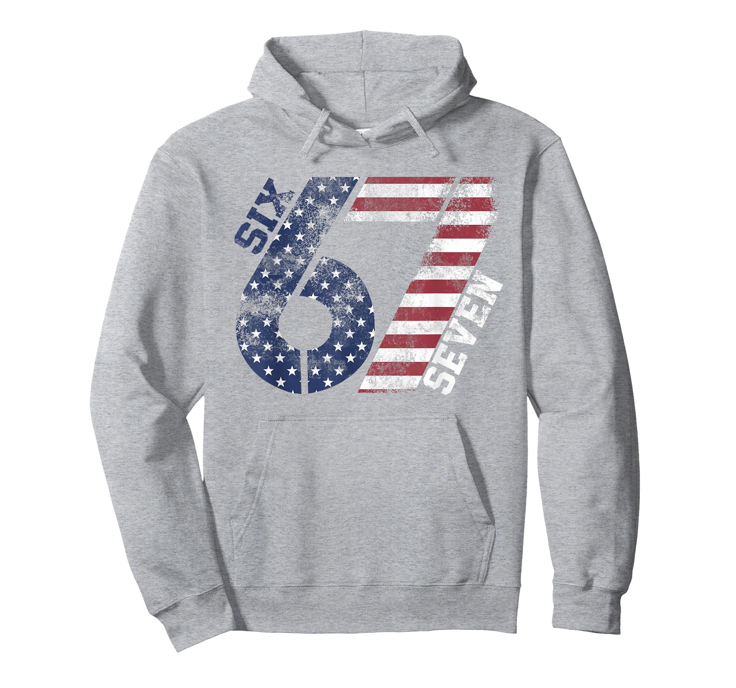 Six Seven USA Flag Pattern 67 Meme Patriotic Kids Men Women T-Shirt
