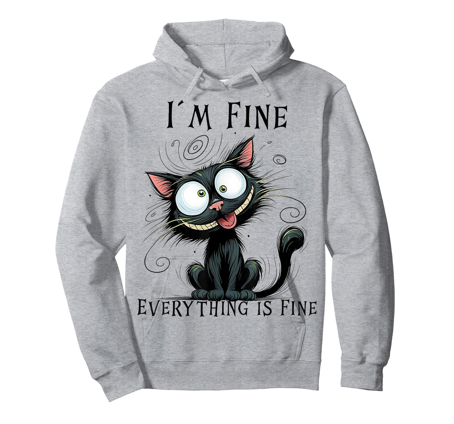 Funny Black Cat I'm Fine Everything Is Fine T-Shirt