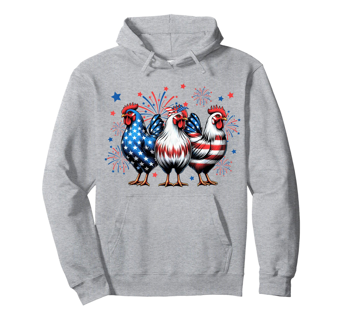 Red White Blue Chicken USA Flag Firework 4th of July T-Shirt