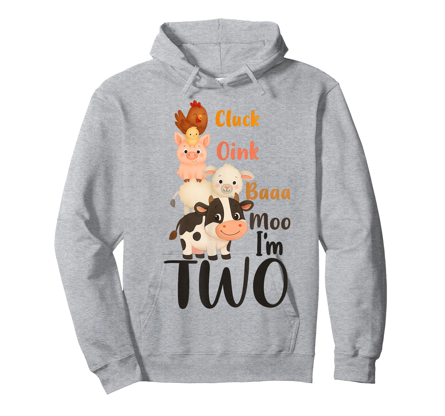 Cluck Oink Baa Moo I'm Two Farm Theme Birthday Funny T-Shirt