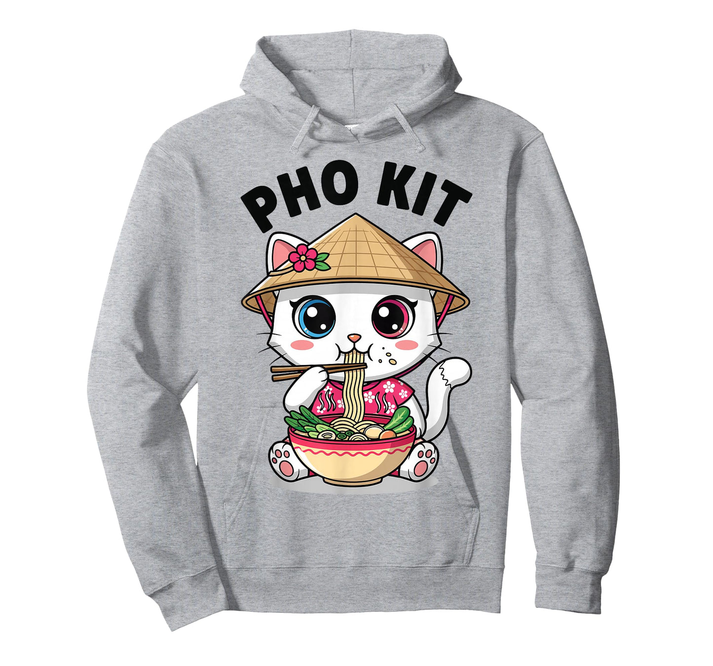 Cute Vietnamese Cat Eating Pho Funny Cat Pho Kit T-Shirt