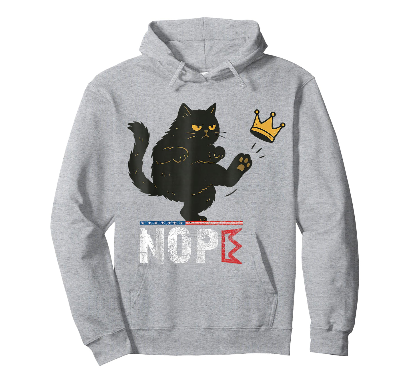 No Kings In America Black Cat Funny Cat Kicking Crown T-Shirt