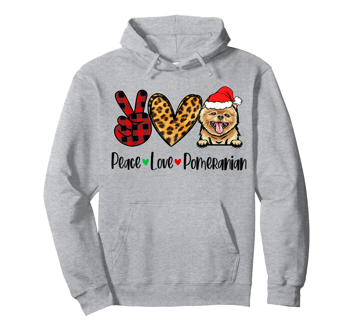 Peace Love Pomeranian Christmas Tree Lights Dog Lover Xmas T-Shirt