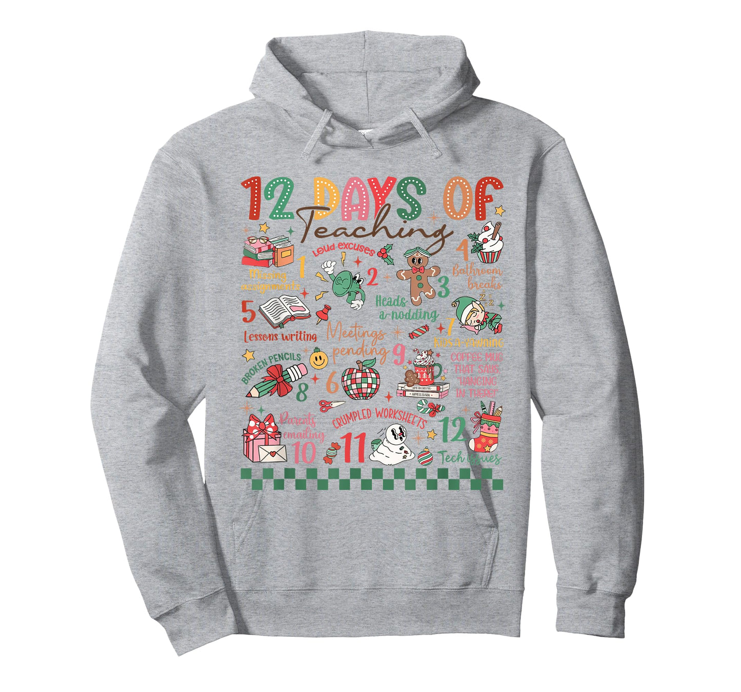 12 Days of Teaching Funny Kindergarten Teacher Christmas T-Shirt
