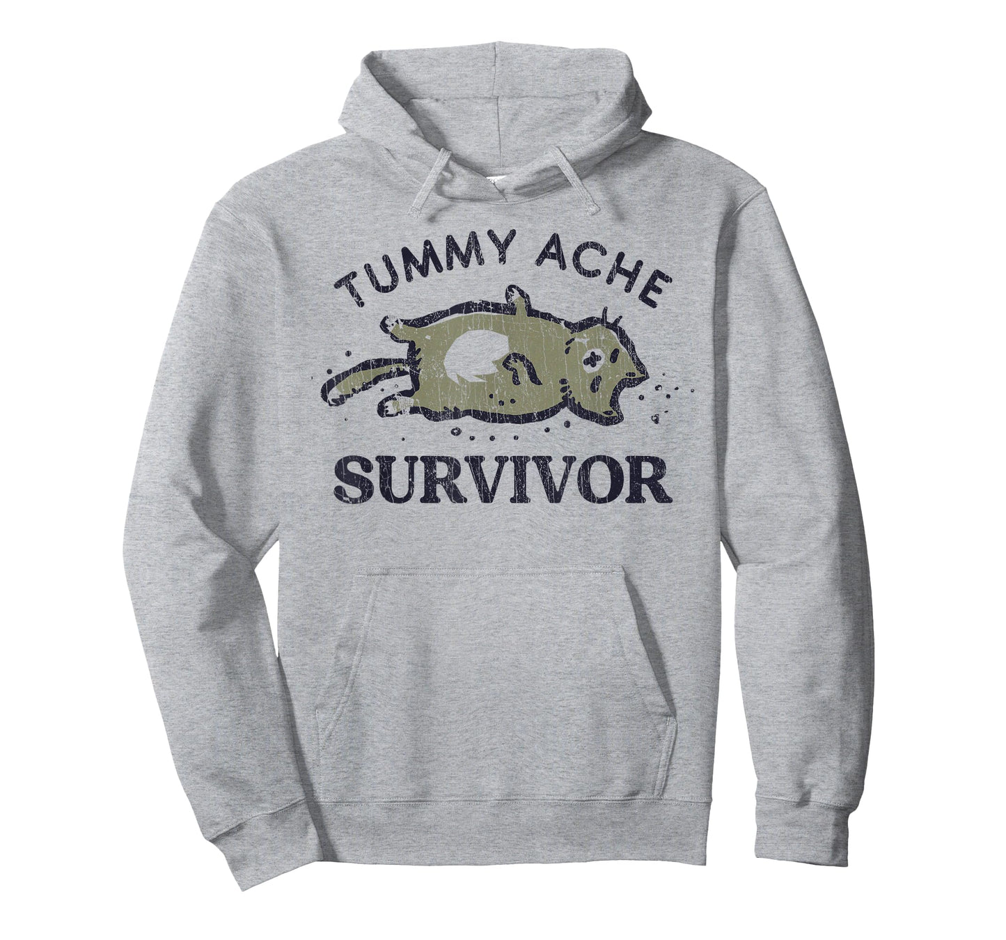 Tummy Ache Survivor Funny Cat Graphic T-Shirt