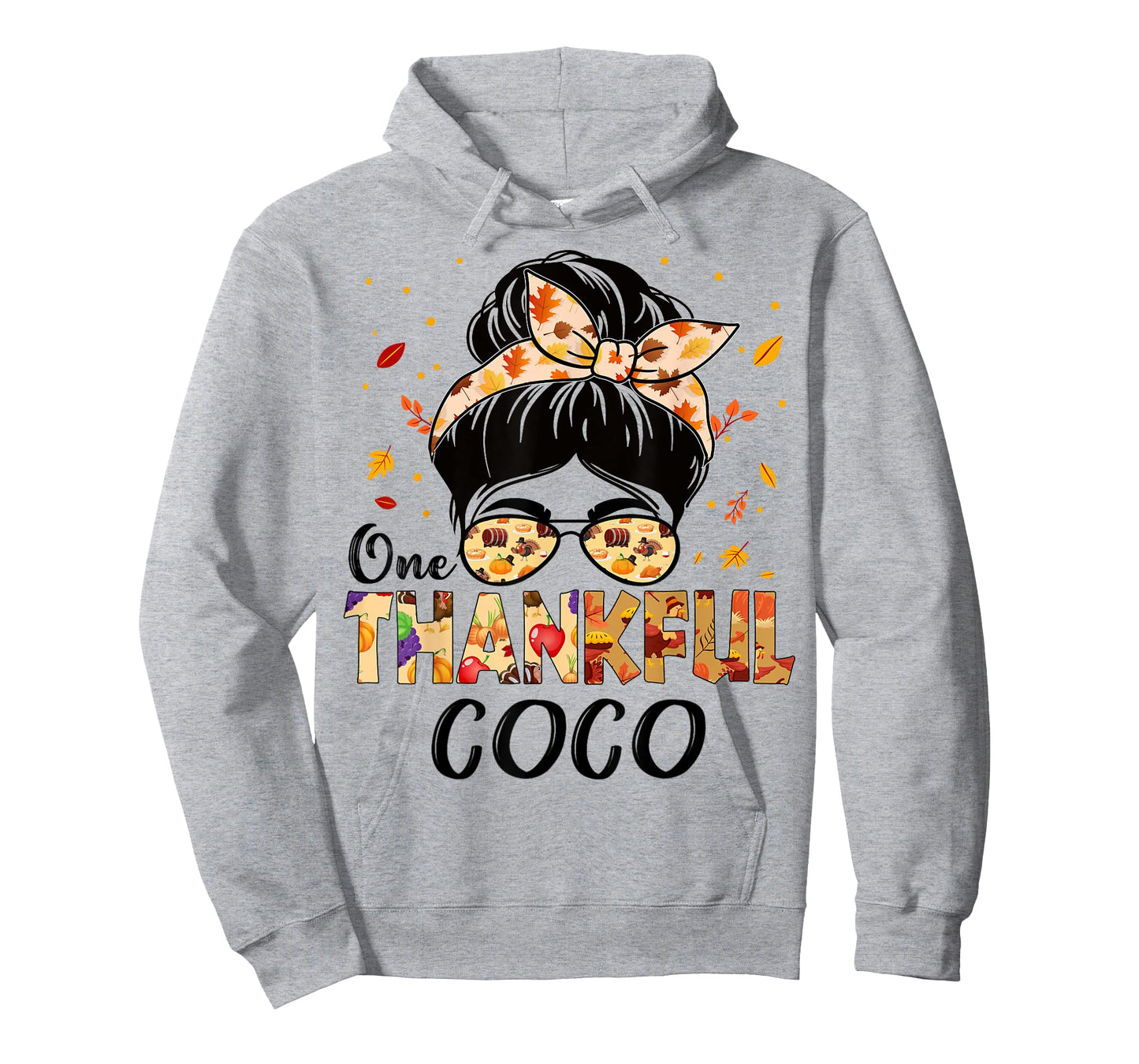 Coco One Thankful Messy Bun Grandma Thanksgiving Fall Autumn T-Shirt