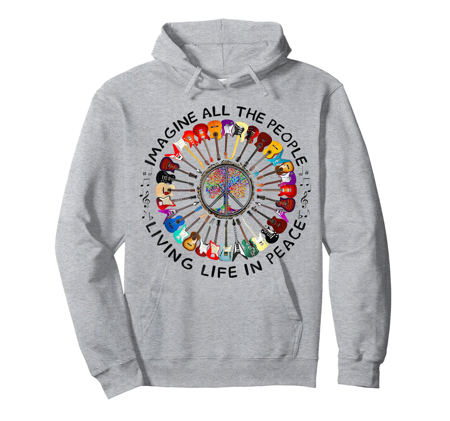 Imagine Music Peace and Music Guitar Circle Harmony T-Shirt
