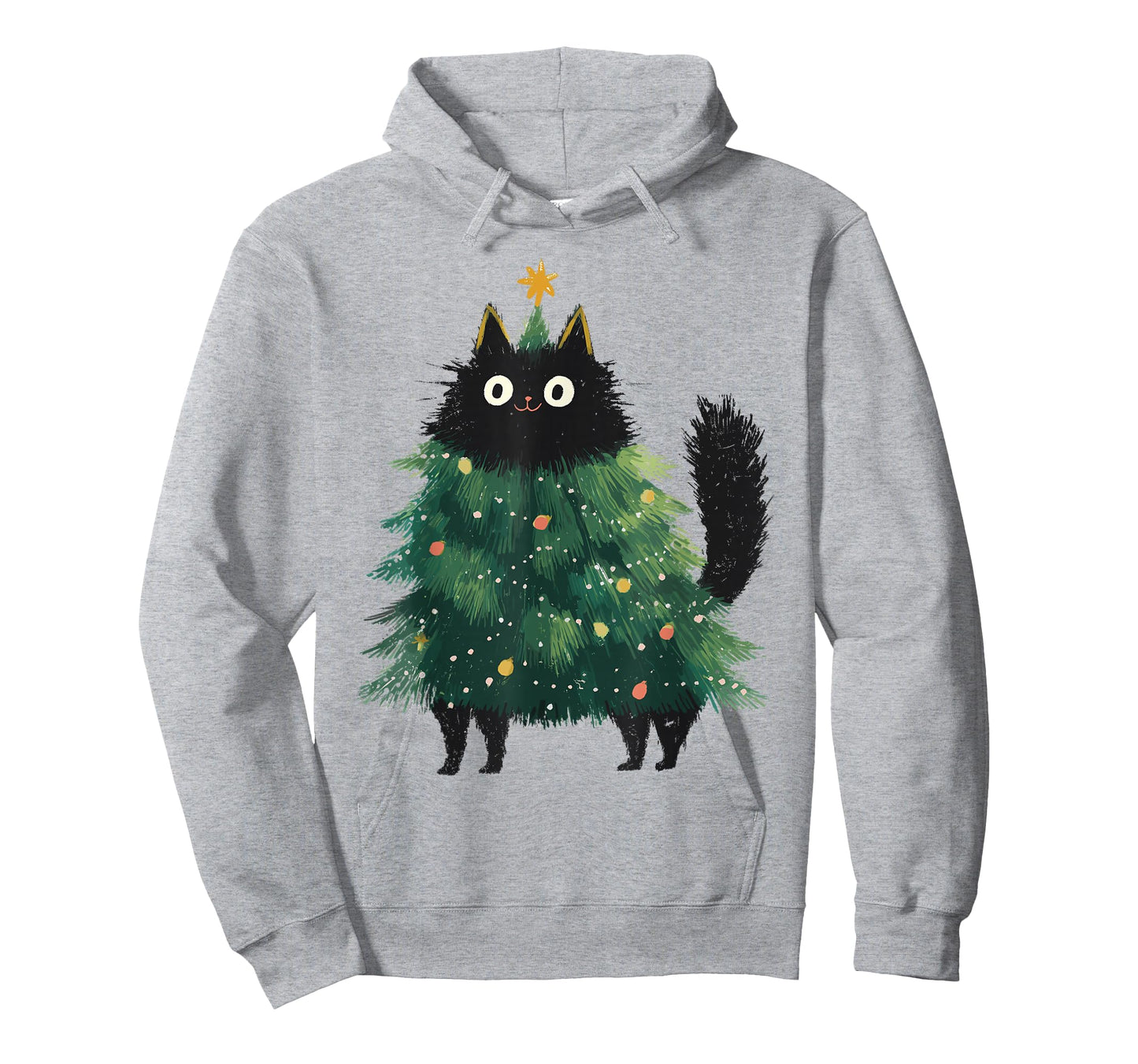 Cute Black Cat Christmas Tree Funny Kitten Lover Xmas Kids T-Shirt