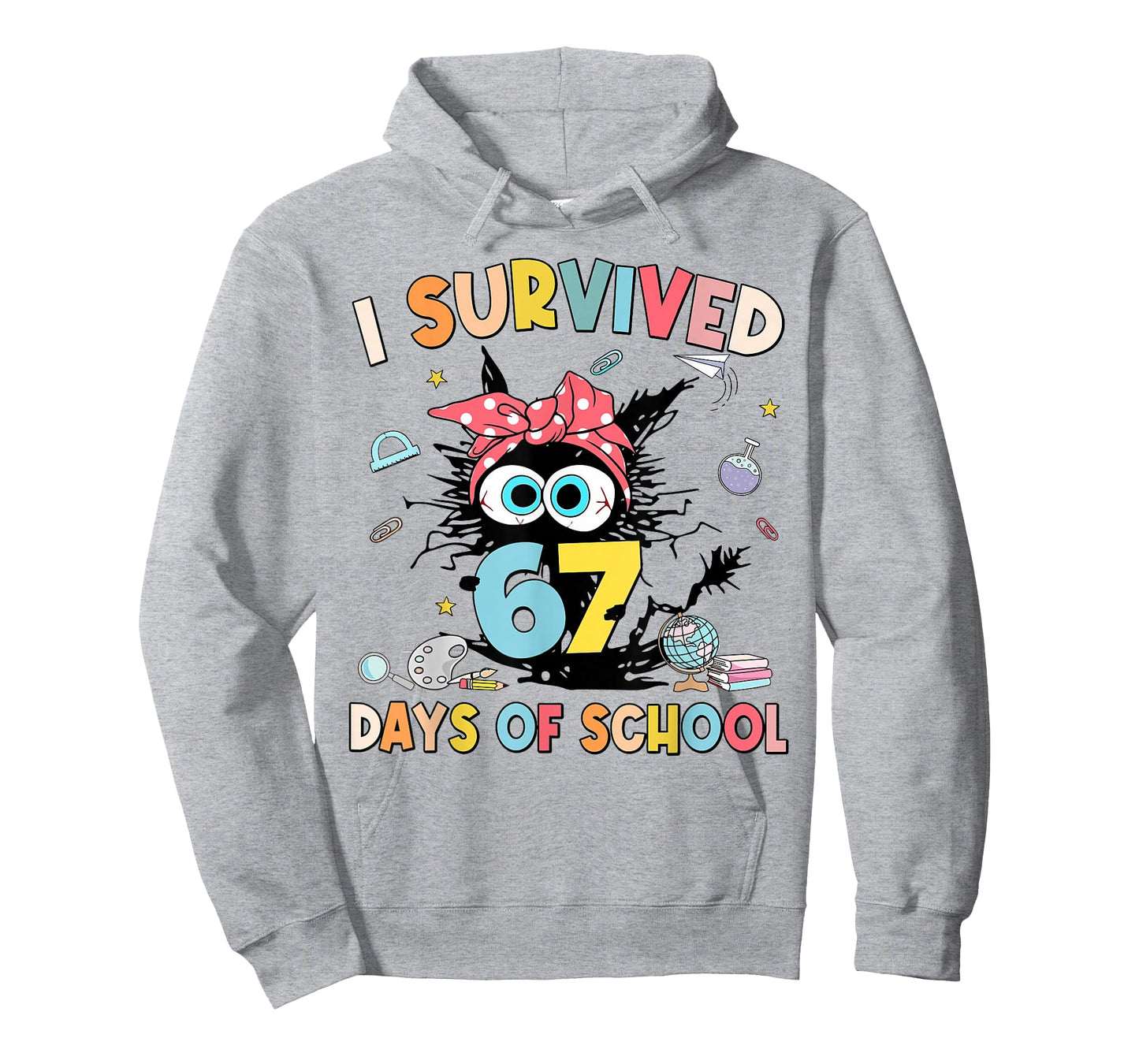 Cat I Survived 67 Days of School Teachers Students Six Seven T-Shirt