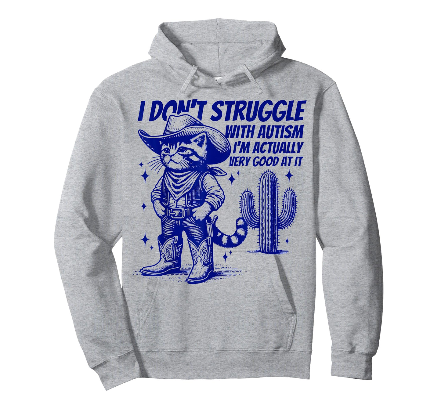 I Don't Struggle With Autism Funny Autistic Cat Cowboy T-Shirt