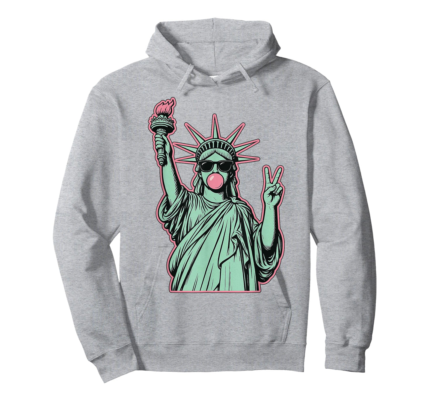 Funny 4th Of July Statue Of Liberty Blowing Bubble Gum Girl T-Shirt