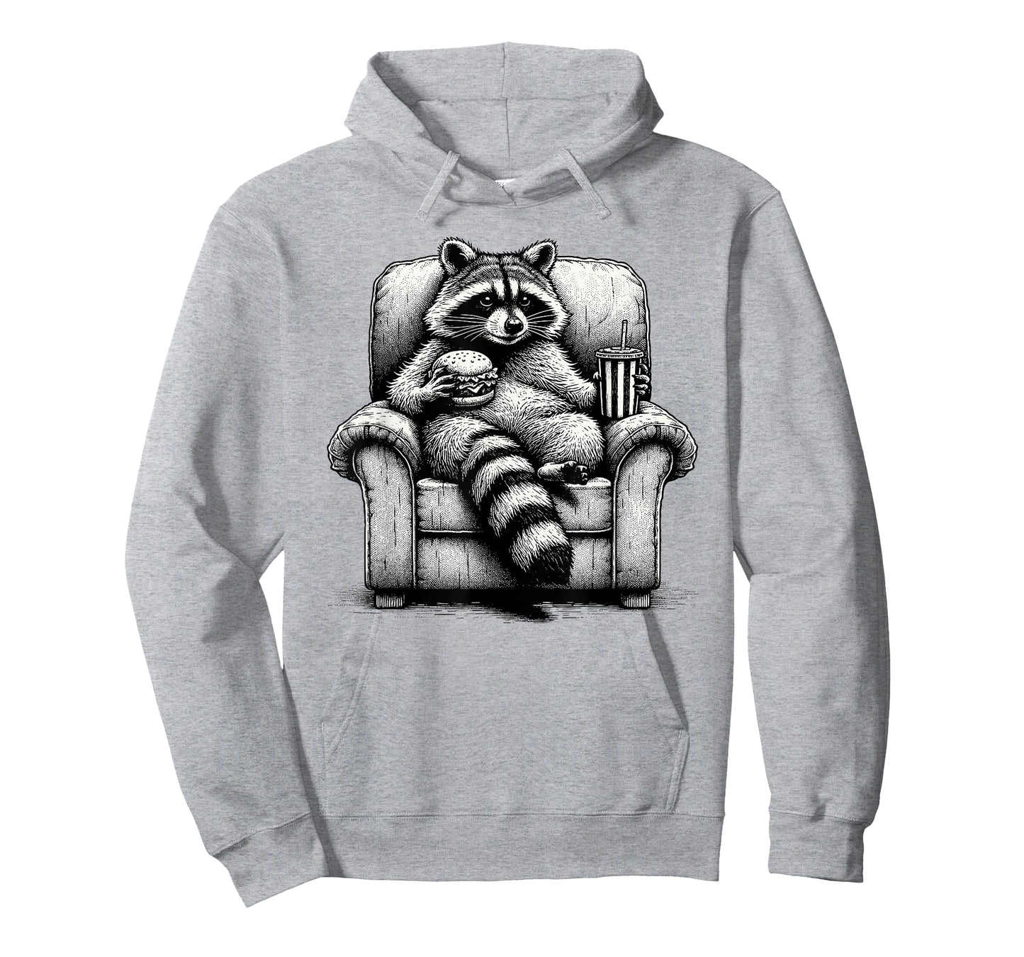 Raccoon In Armchair Eating Burger Raccoon T-Shirt