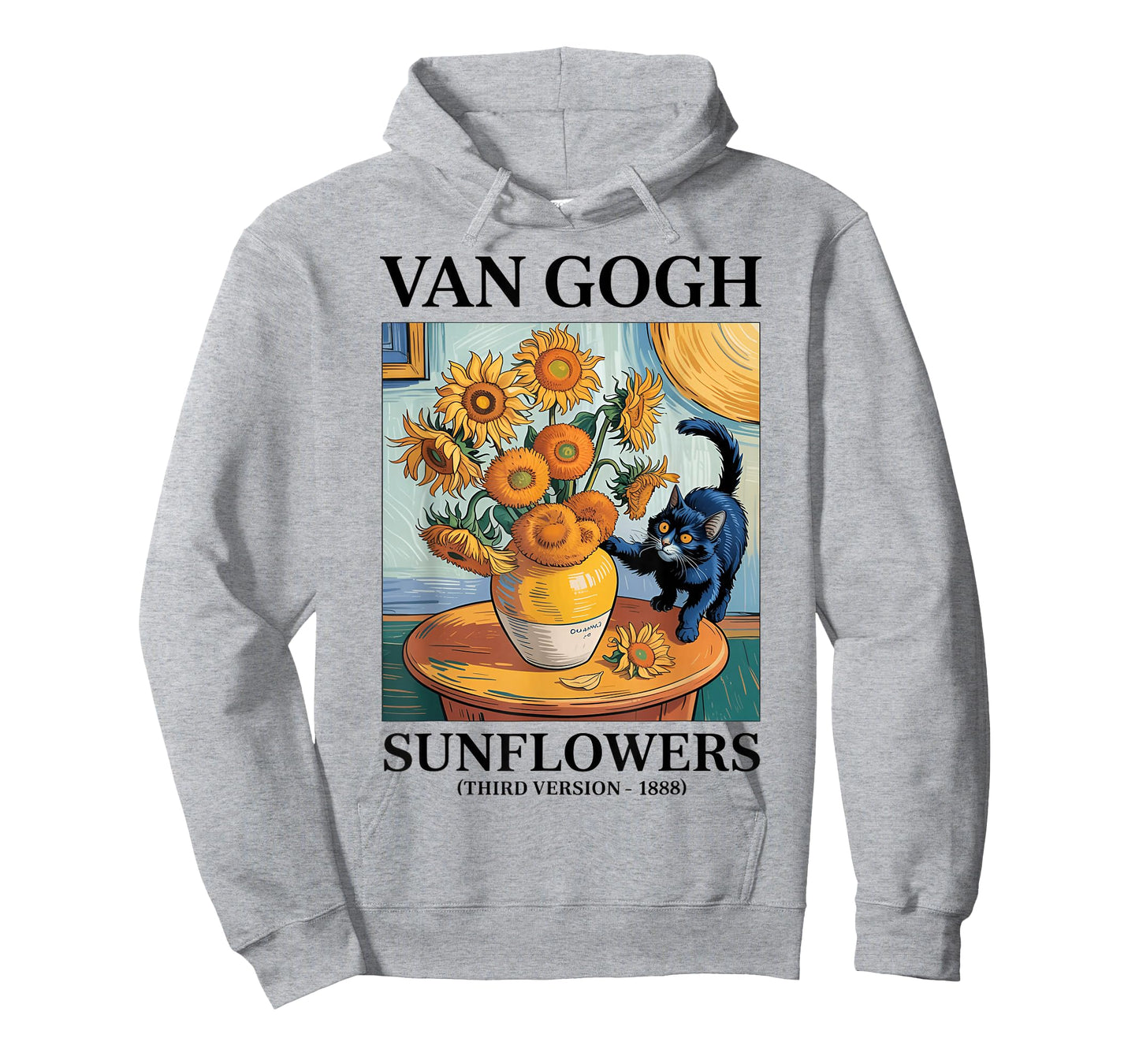 Funny Cat Van Gogh Black Cat With Sunflowers Cat Lover T-Shirt