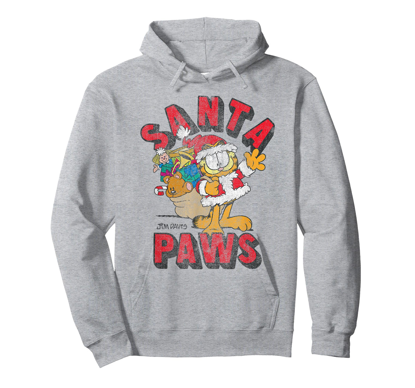 Garfield Santa Paws Distressed Christmas Cartoon Cat T-Shirt for Men Women Kids