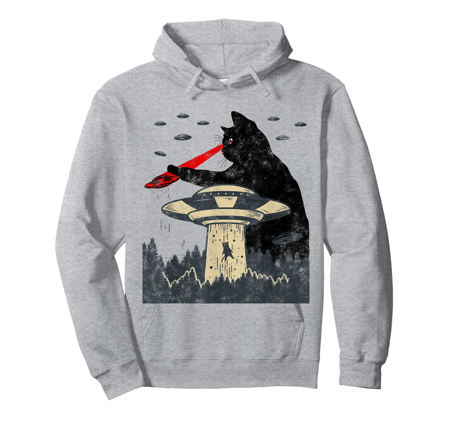 Alien UFO Abduction Laser Eye Funny Cat T-Shirt