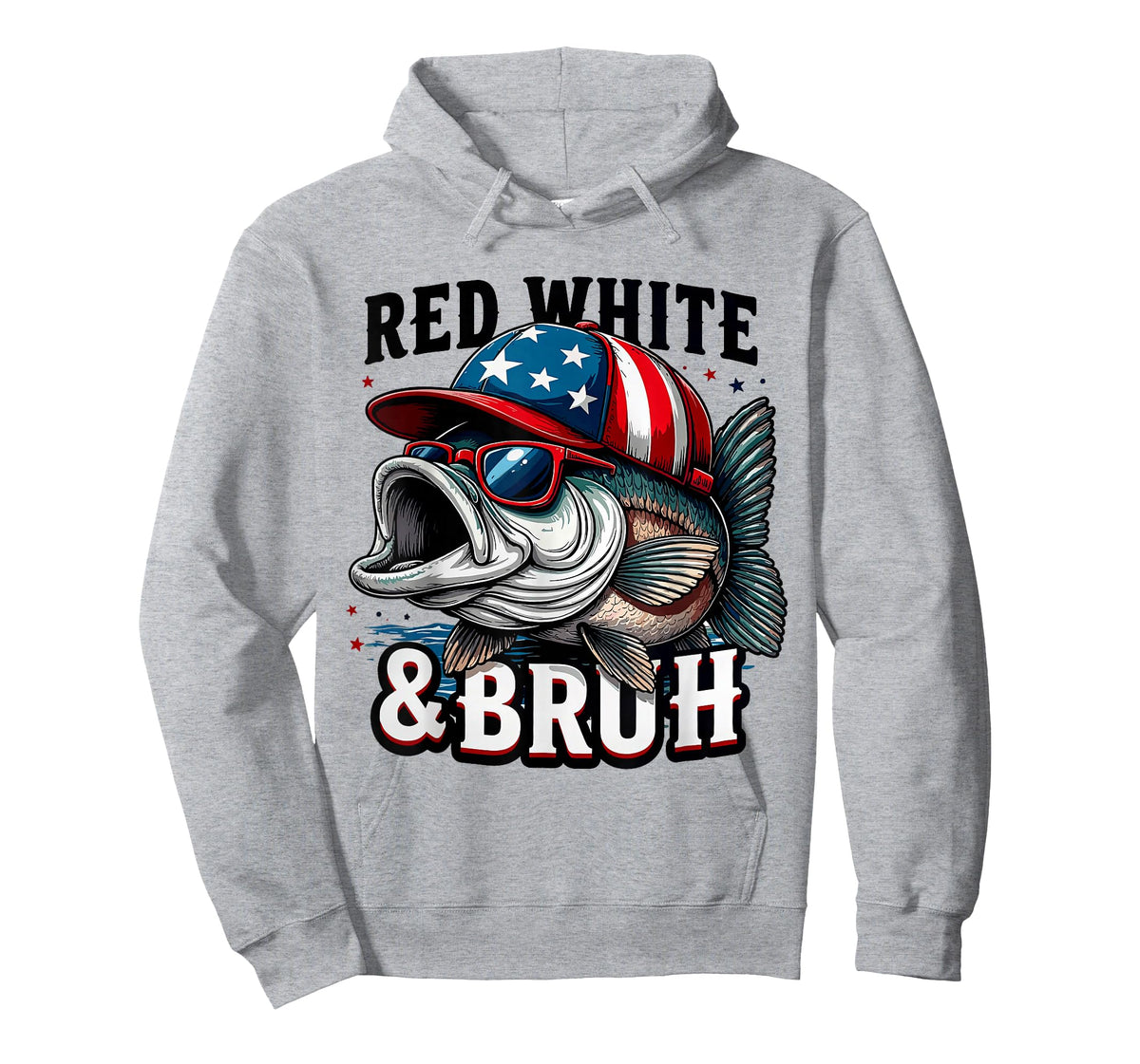 Red White Bruh Funny Fishing 4th of July T-Shirt