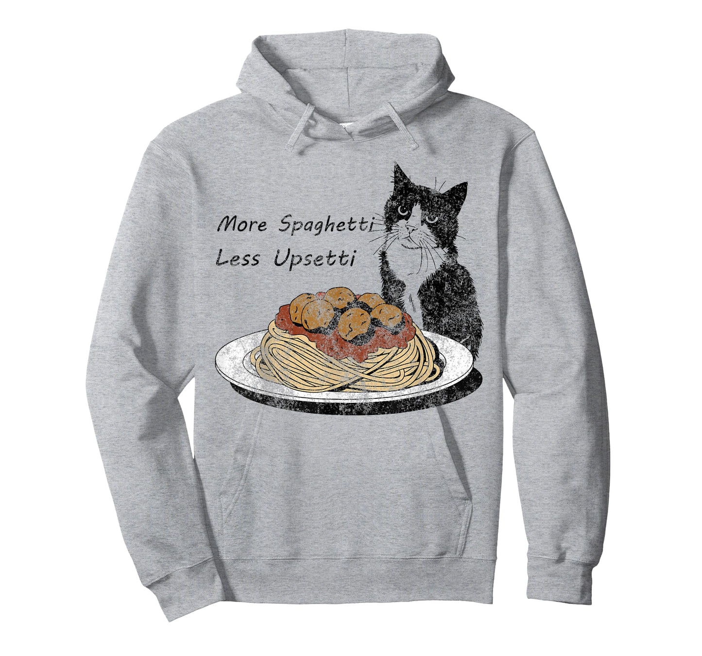 more spaghetti less upsetti black cat spaghetti and meatball T-Shirt for Men Women