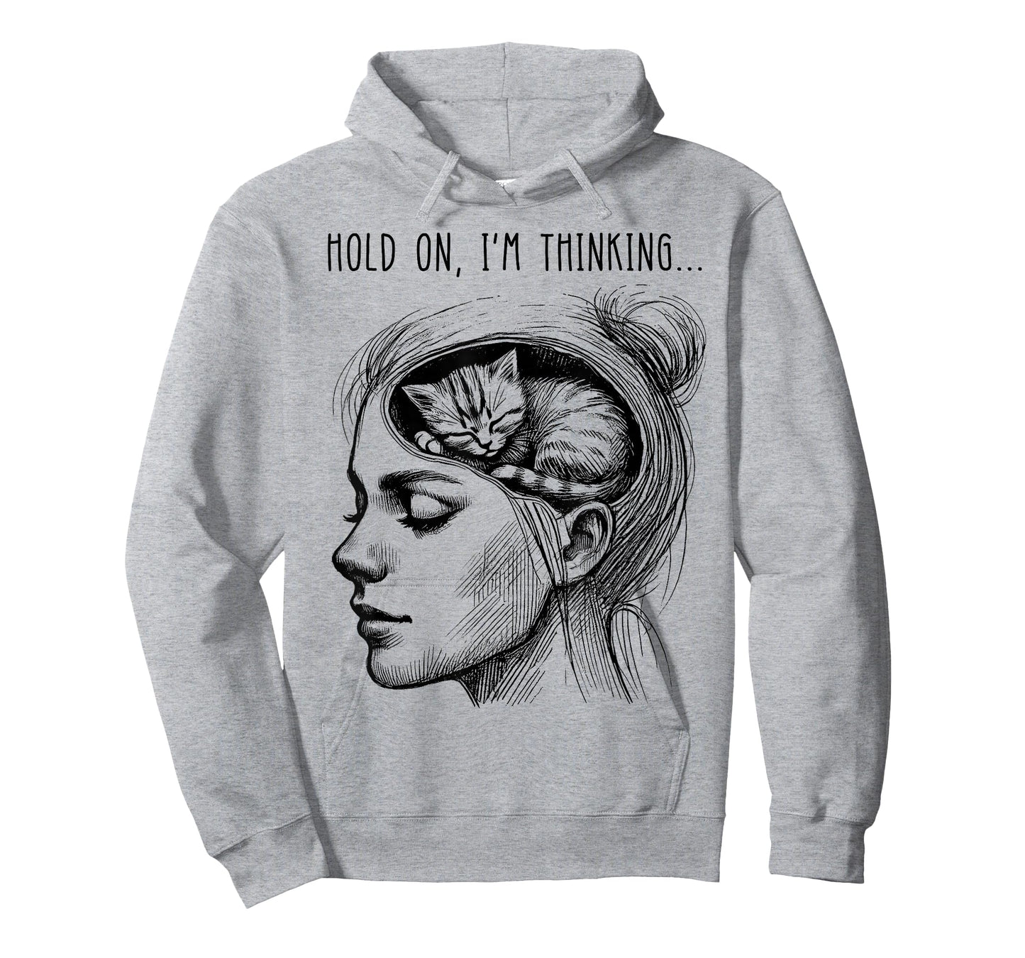 Funny Cat Brain Girl Women Meme Graphic T-Shirt